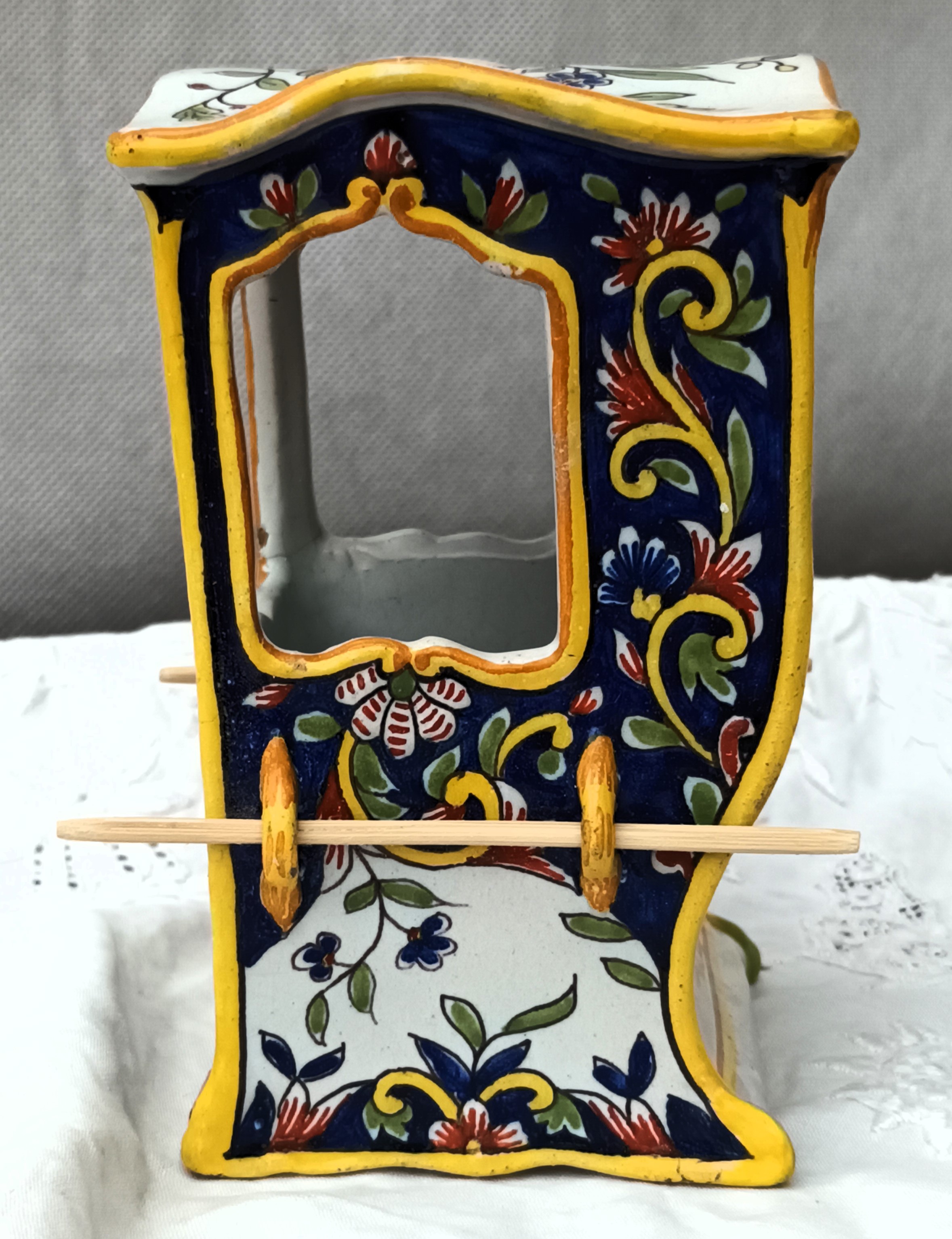 Antique Desvres French Faience Sedan Chair Antique Ceramics 5